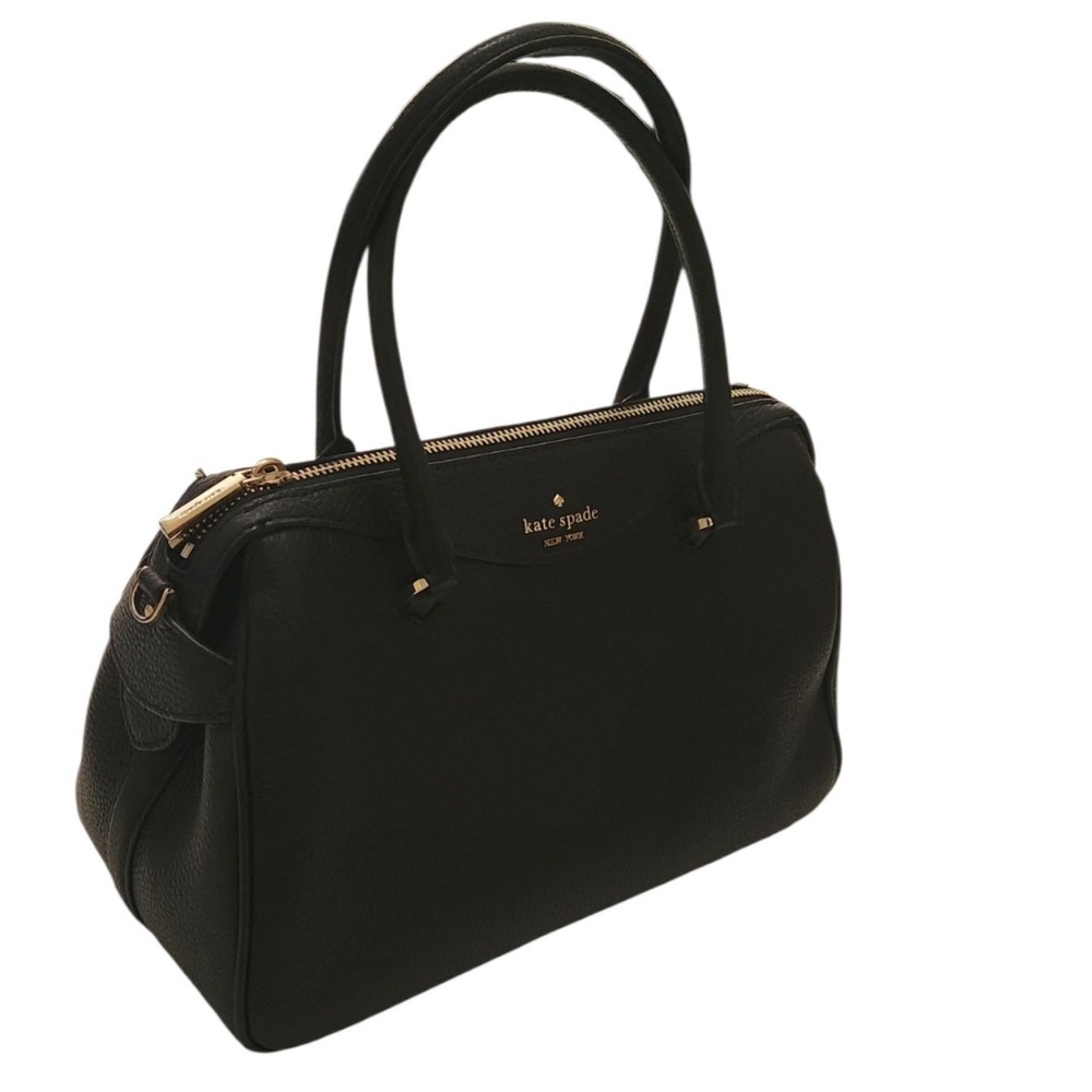 Kate Spade New York Black Pebbled Leather Satchel Gold Hardware Handbag Mimi